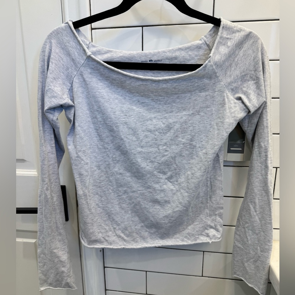 Brandy Melville Heather Gray Off-Shoulder Blouse